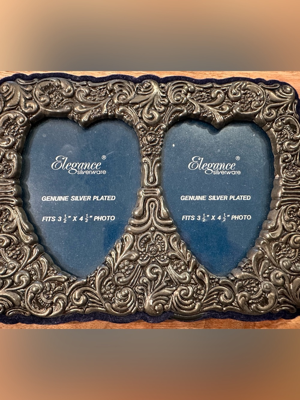 Silver Plated Ornate Double Photo Frame